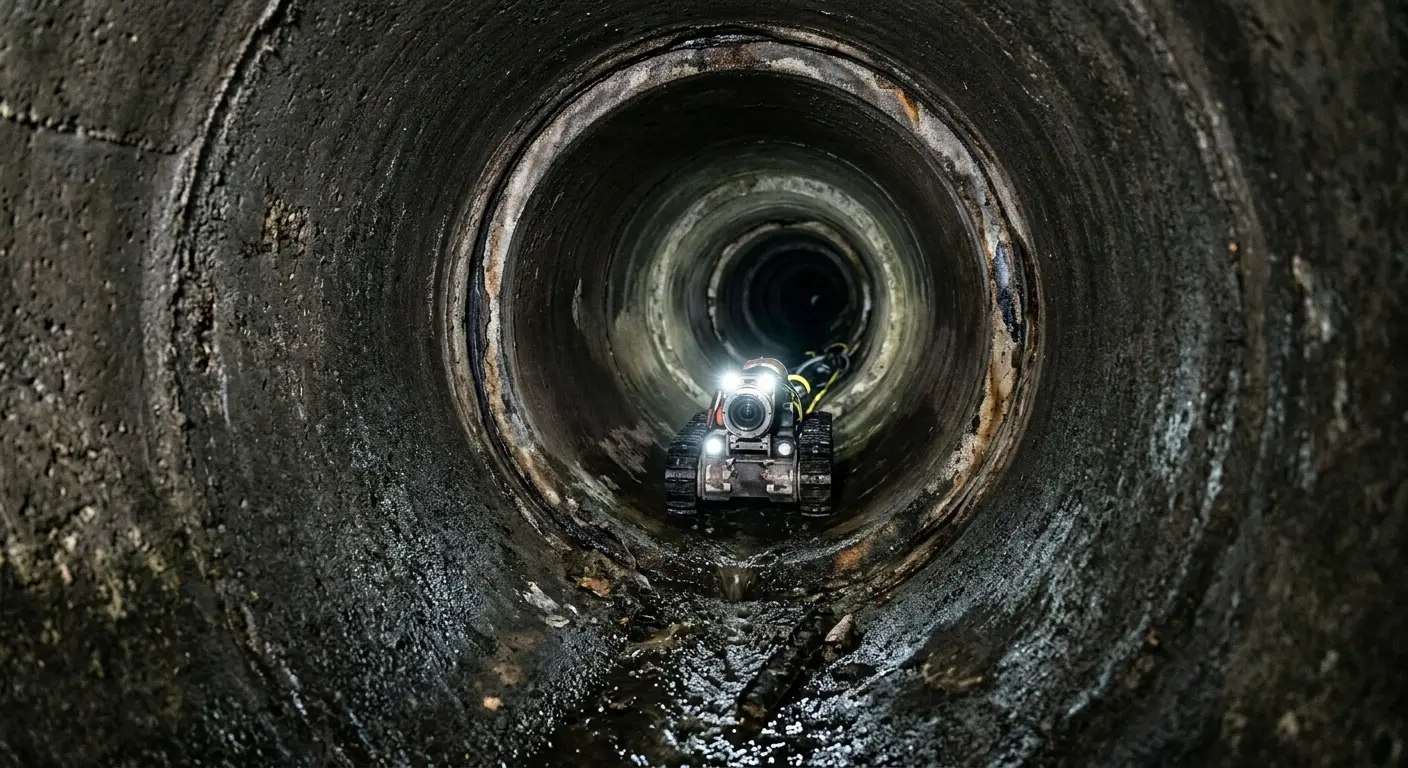 Robotic sewer camera inspecting pipe interior for Drain Snake Service in Sturgis