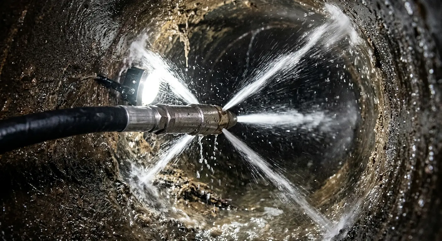 High-pressure hydro jetting nozzle cleaning sewer pipe for Sewer Line Relining in Sturgis
